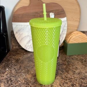Starbucks Vibrant Glow in the Dark Green Tumbler with Straw